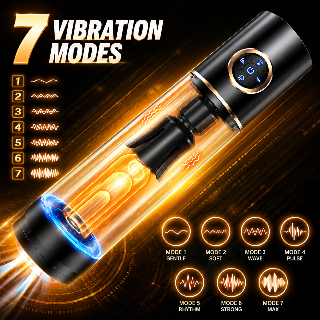 Elektrisch Penispumpe Vibratorensets Blowjob Masturbatoren mit 7 Vibrationsmodi