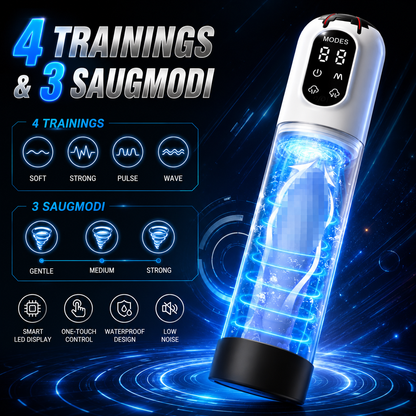 Elektrische Penis-Wasserpumpe Erektionsverlängerung mit 4 Trainings & 3 Saugmodi