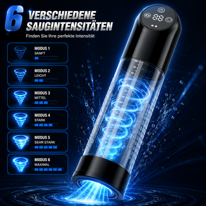 Elektrische penisvacuümpomp met LCD-display en 6 verschillende zuigintensiteiten 