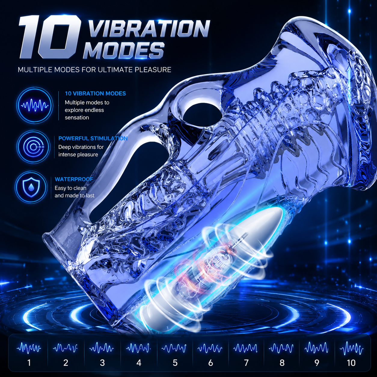 Elektrischer Penistrainer Pocket Pussy Blowjob Stroker mit 10 Vibrationsmodi