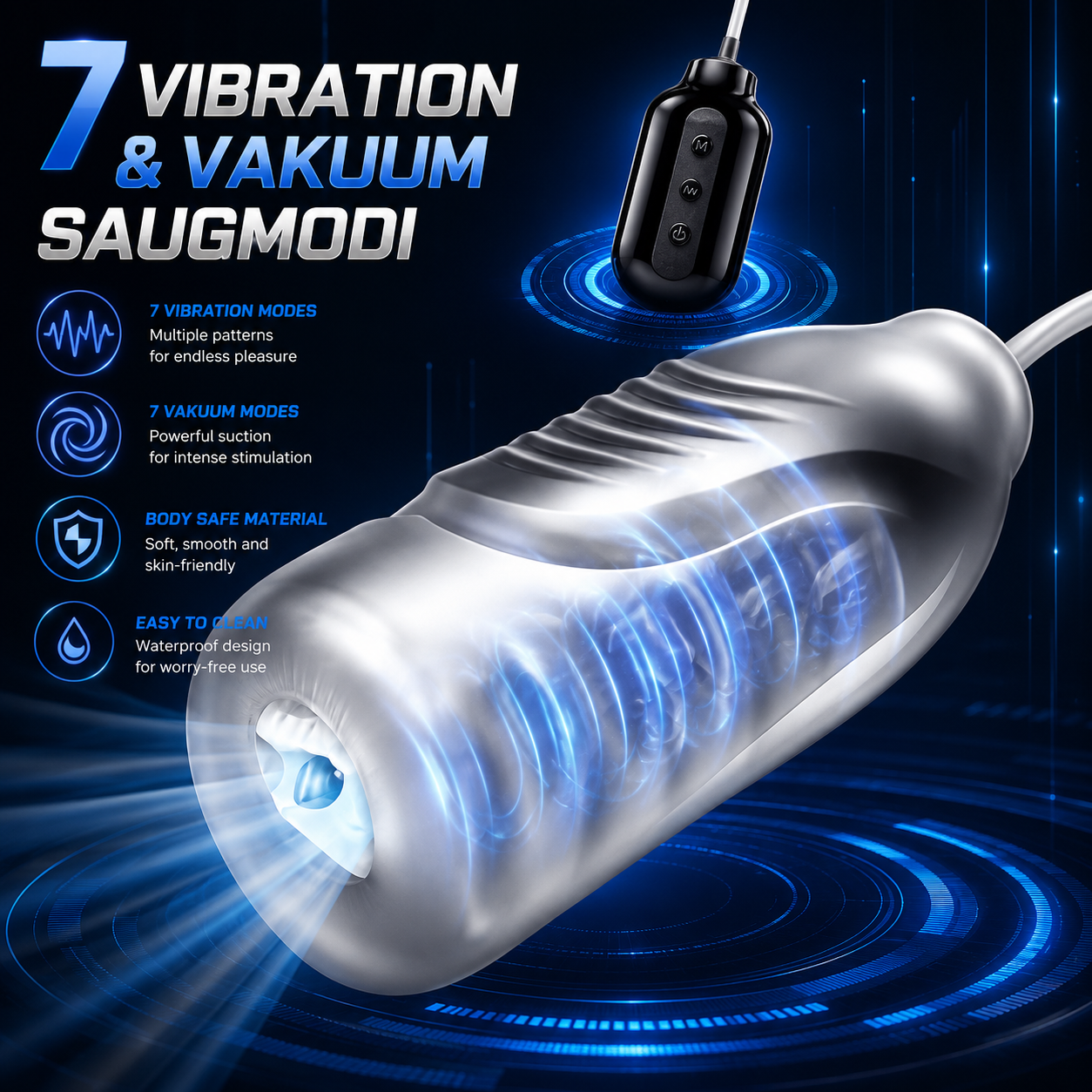 Elektrische Penistrainer Pocket Pussy Masturbator mit 7 Vibration & Vakuum Saugmodi