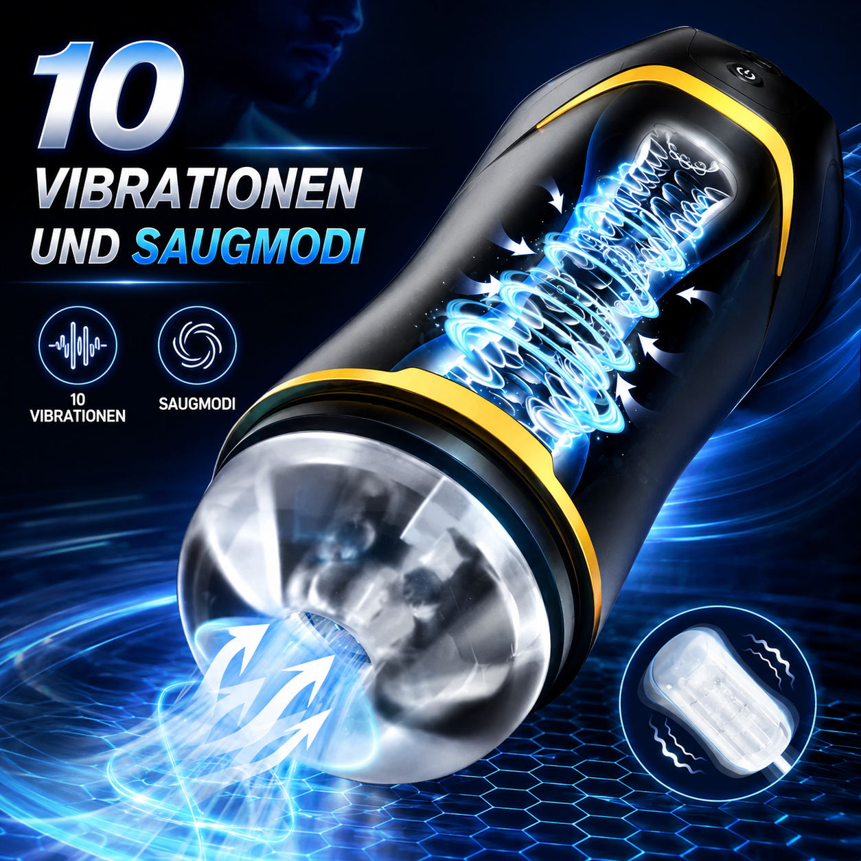 Automatischer Masturbator Penispumpe  mit 10 Vibrationen und Saugmodi