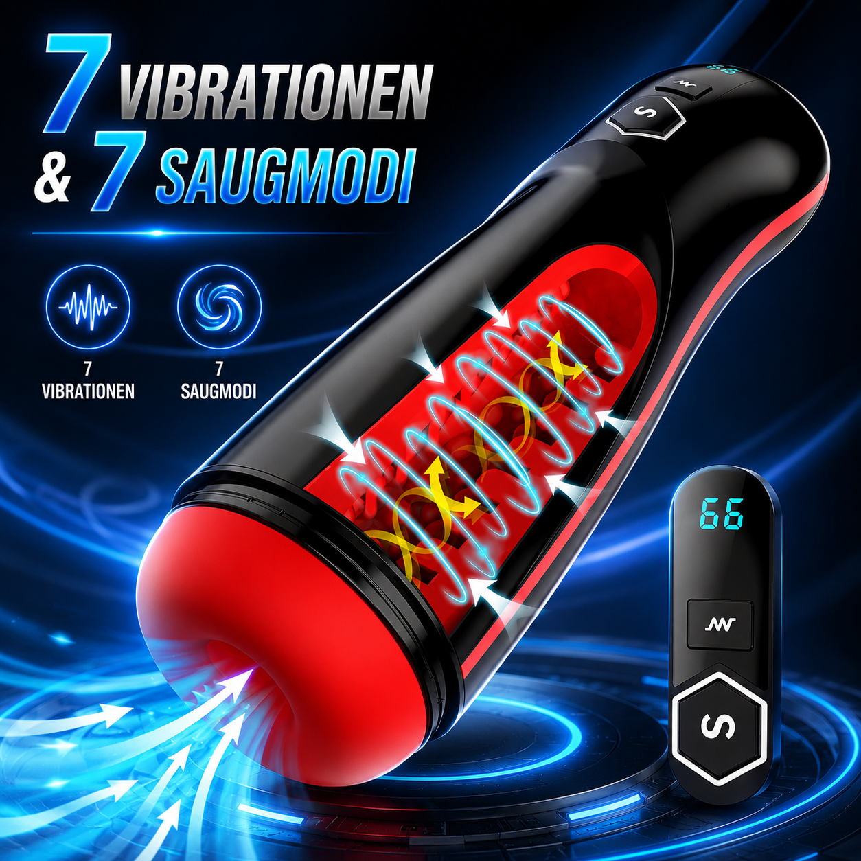 360° Umwickeltes Elektrischer Masturbatoren Penistrainer mit 7 Vibrationen & 7 Saugmodi