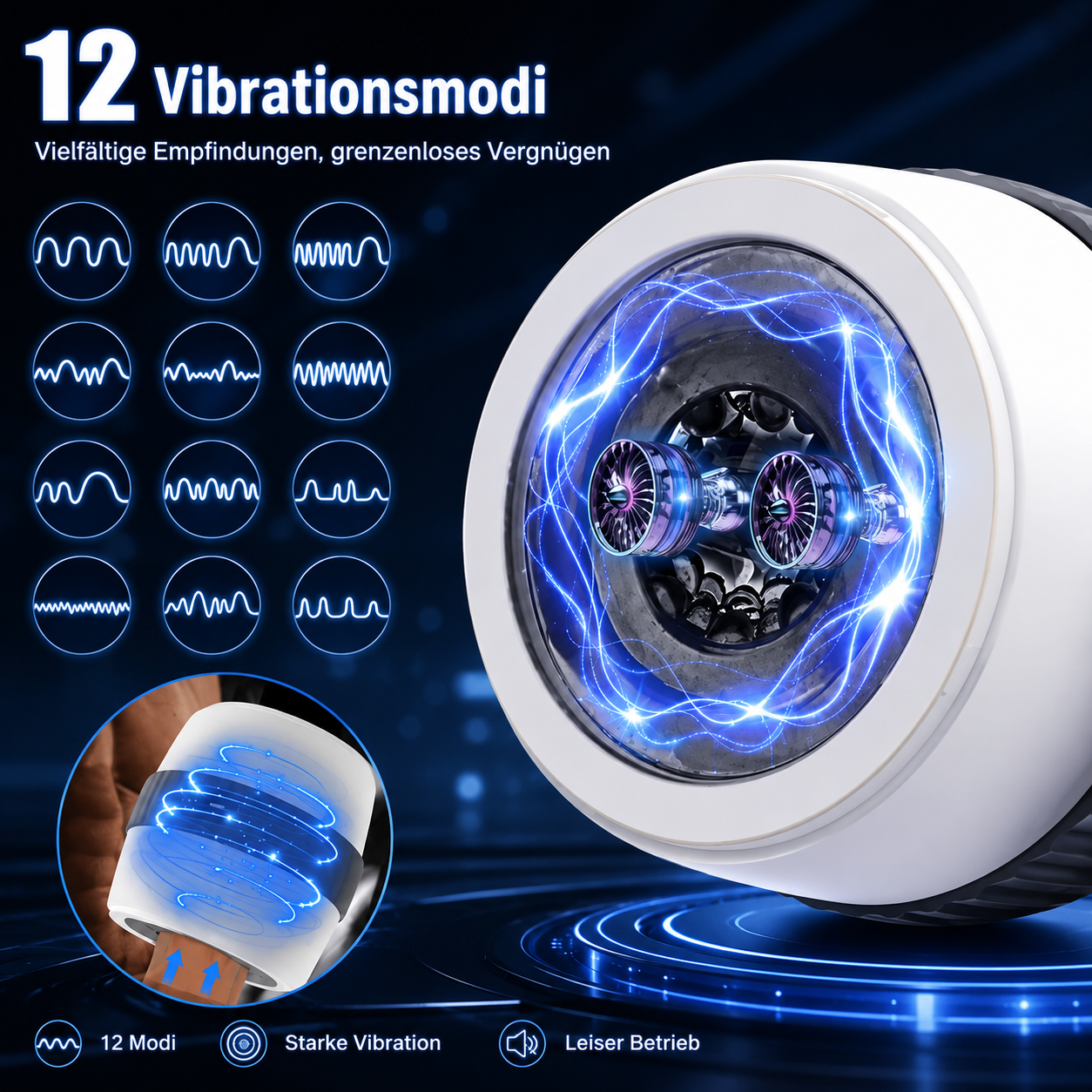 Automatischer Penis Trainer Vibrator Vibrator Device Masturbator mit 12 Vibrationsstufen