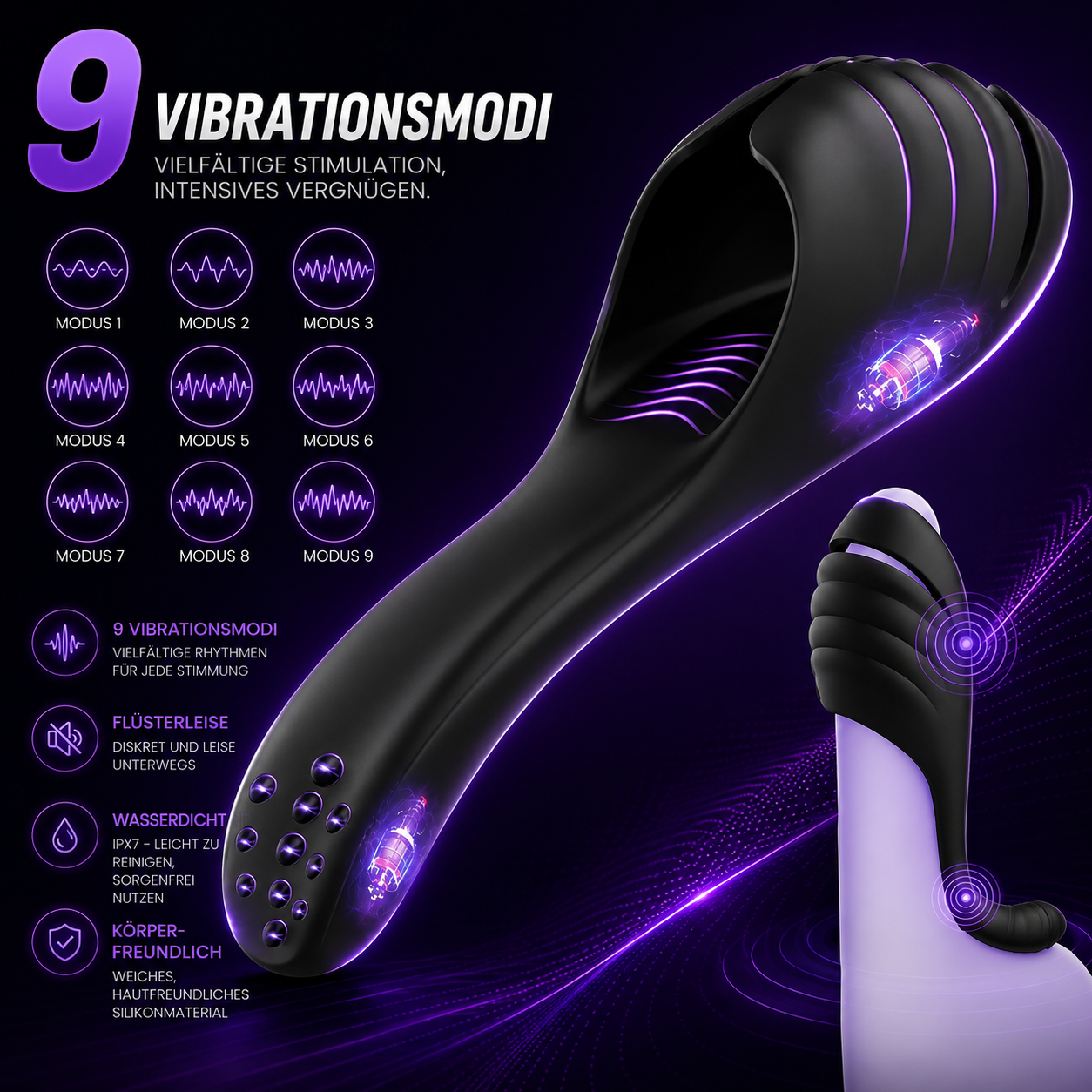 Penistrainer Automatische Masturbatoren Penis Eichel Vibrator mit 9 Vibrationsmodi