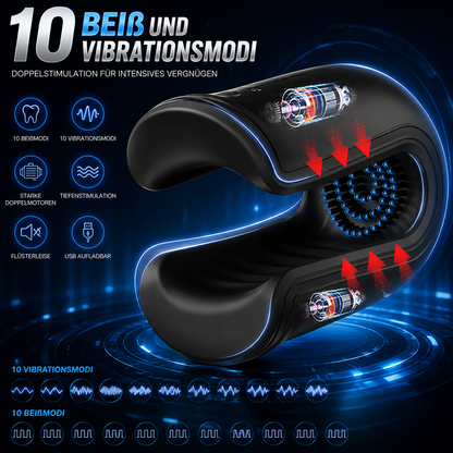 Bite Penistrainer Vibrator Eicheltrainer mit 10 Beiß und Vibrationsmodi