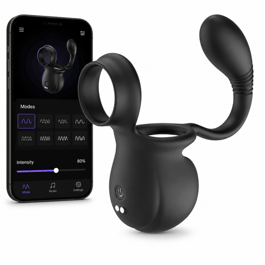 Tragbarer Hodensack Rollender Penis Trainer Stimulator Cock Ring mit 9 Vibrationsmodi