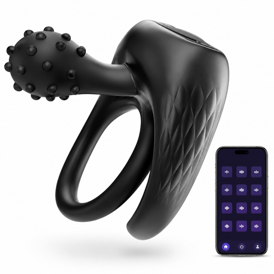 360° Verstellbarem Doppelter Cock Ring Penistrainer Vibrator mit 9 Vibrations