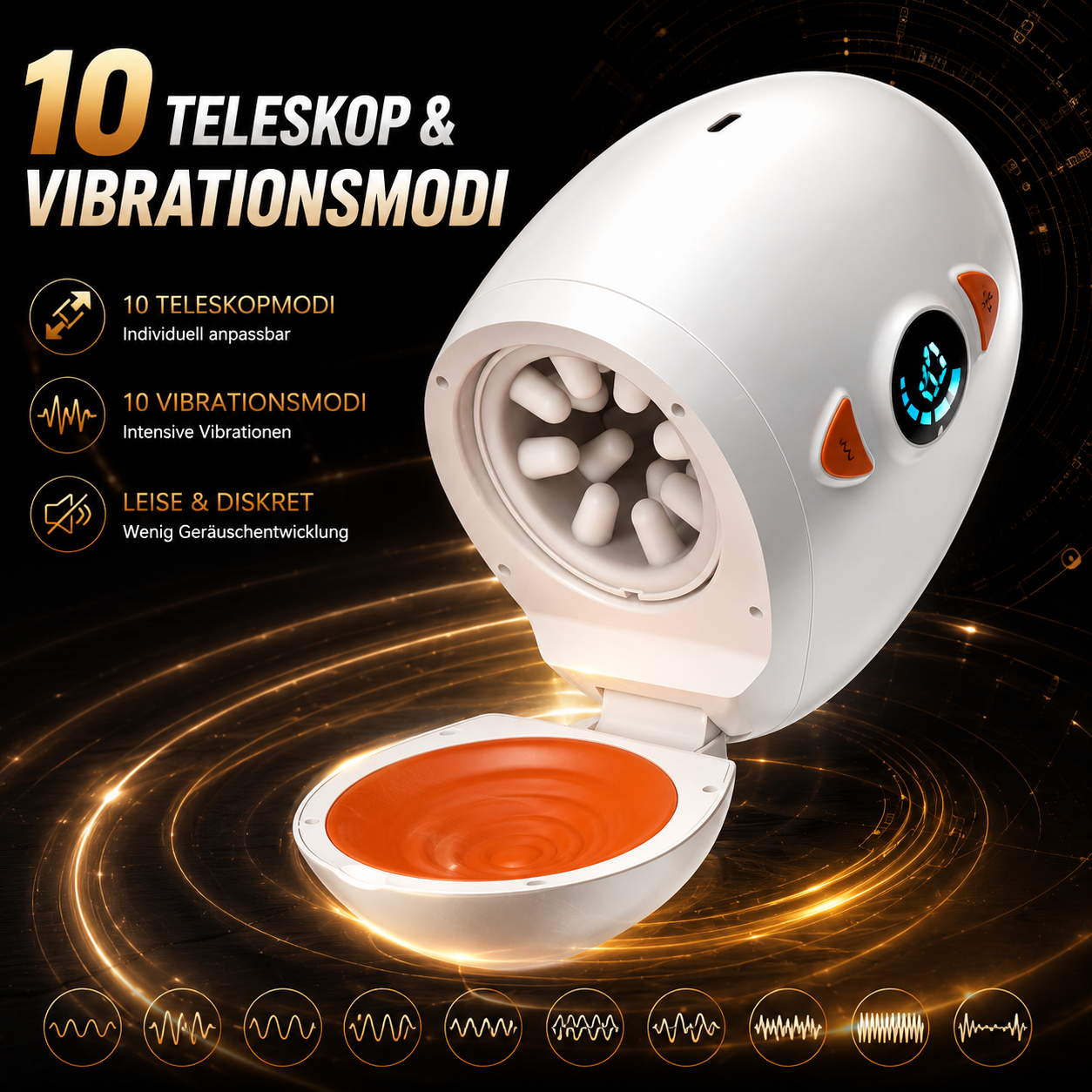 Hochgeschwindigkeits Doppelter Stimulation Masturbator mit 10 Teleskop & Vibrationsmodi