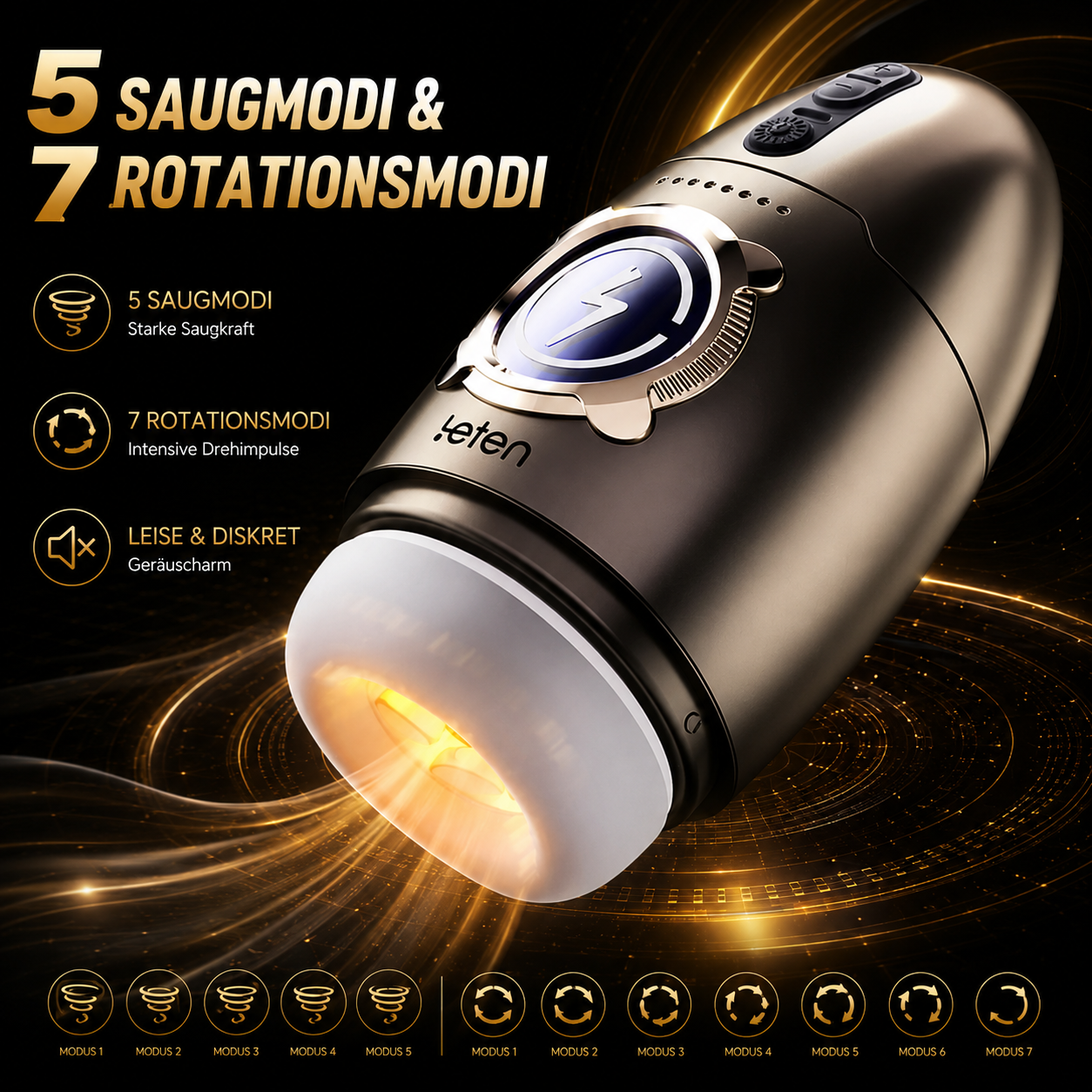 Elektrischer Masturbator Cup Penistrainer mit 5 Saugmodi 7 Rotationsmodi