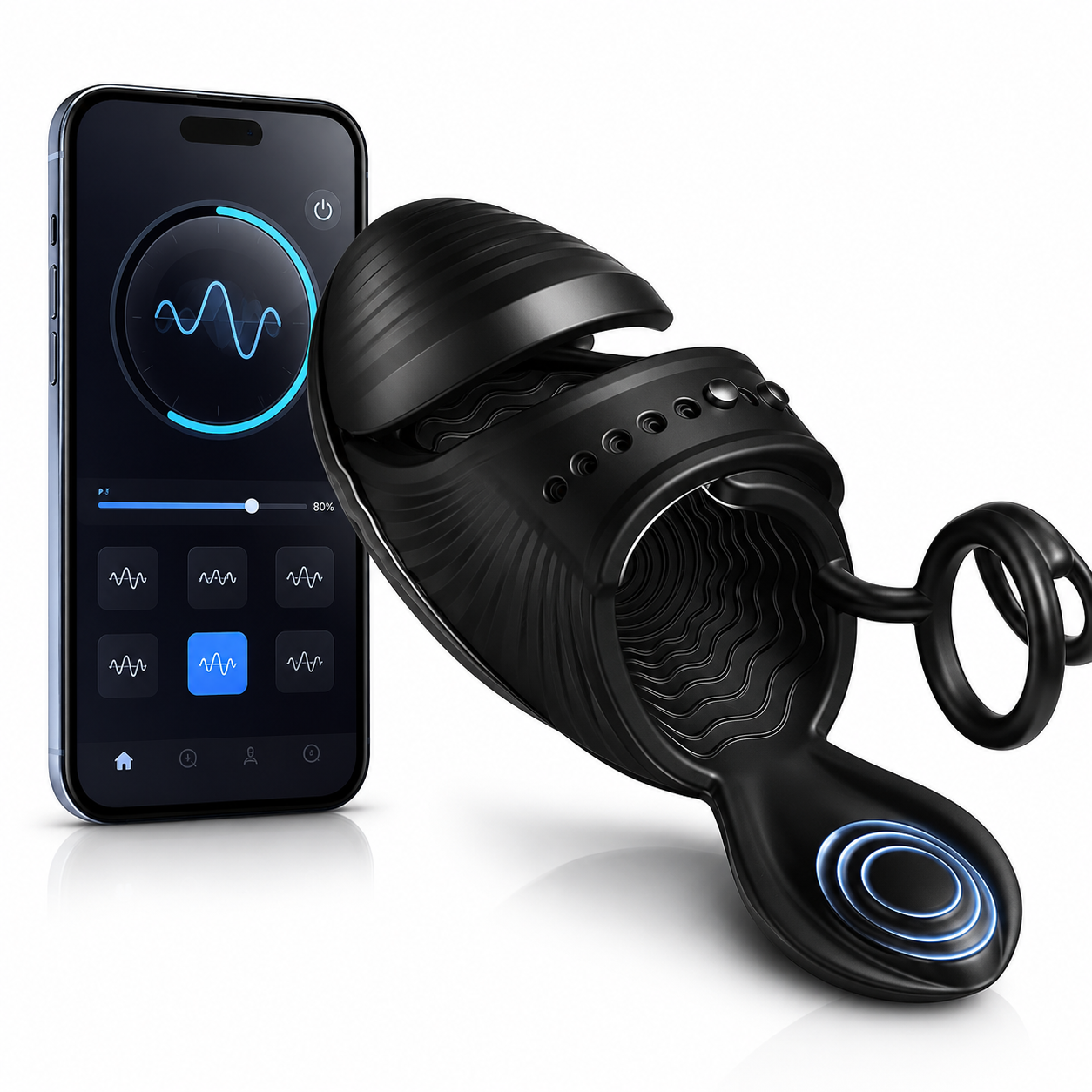 4 IN 1 Penis Trainer Testicle Eichelvibrator Cock Ring mit 10 Modi