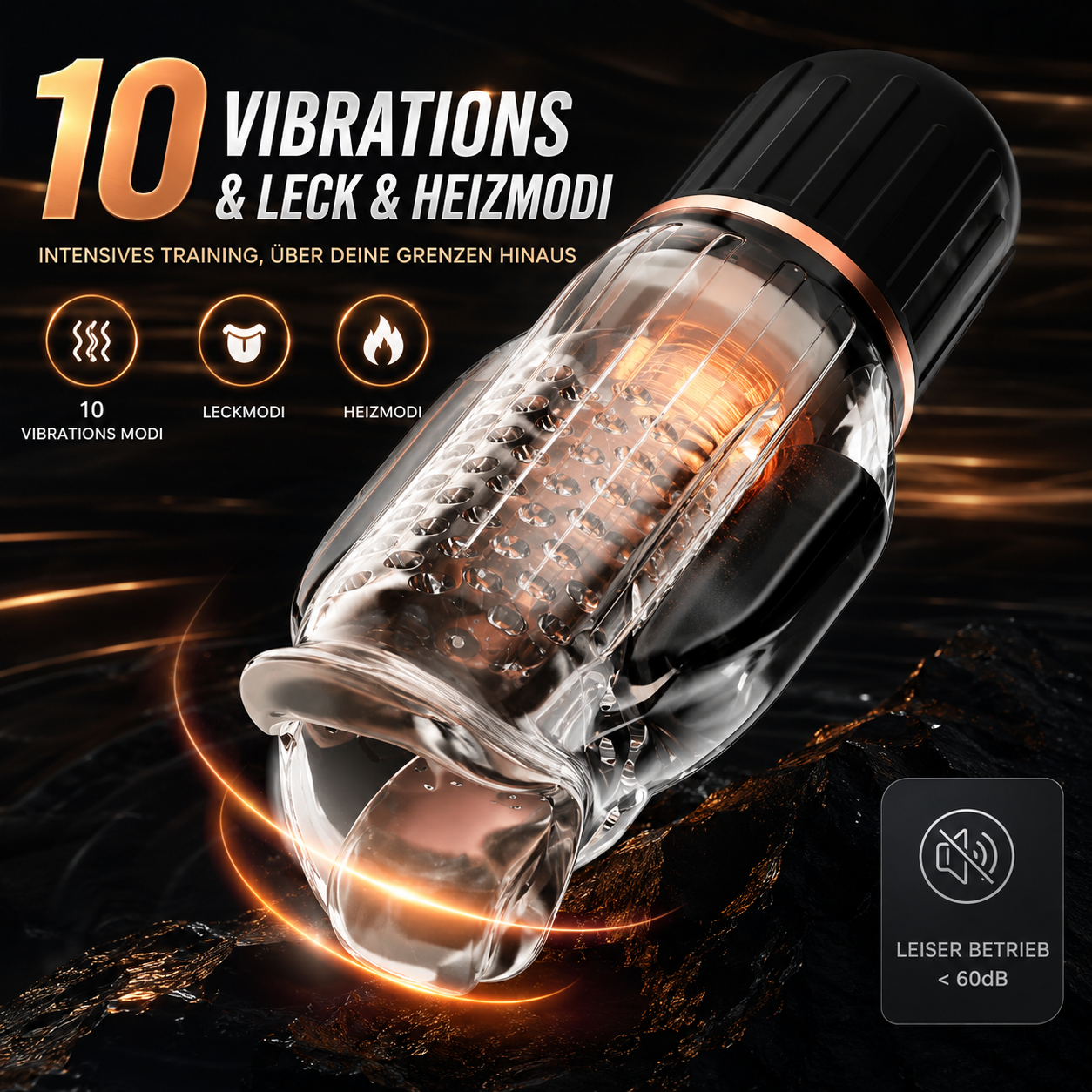 3 IN 1 Penistrainer Vibrator Masturbator mit 10 Vibrations & Leck & Heizmodi