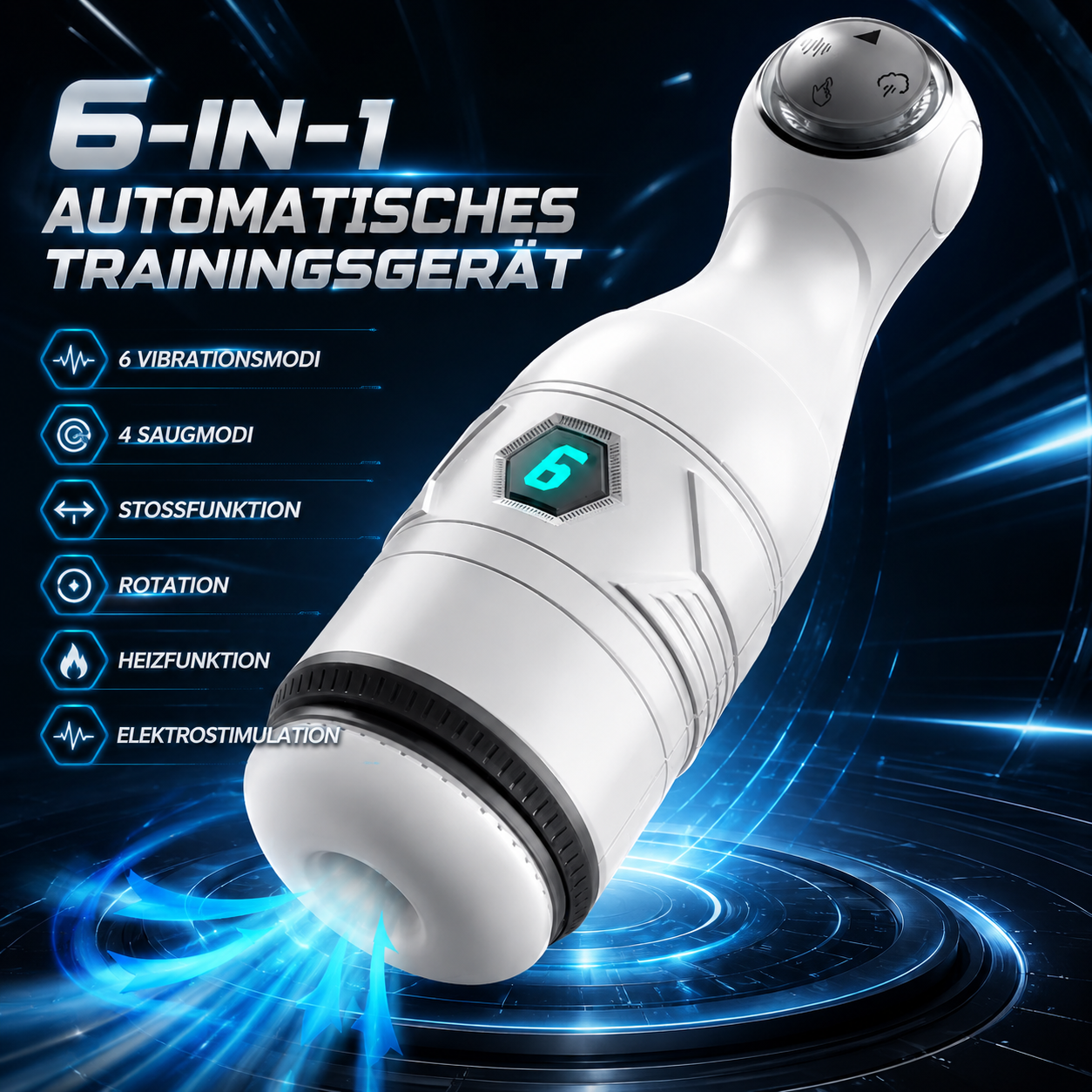 6 IN 1 Verbesserter Automatischer Masturbator Sexmahine mit 6 Vibrations & 4 Saugmodi