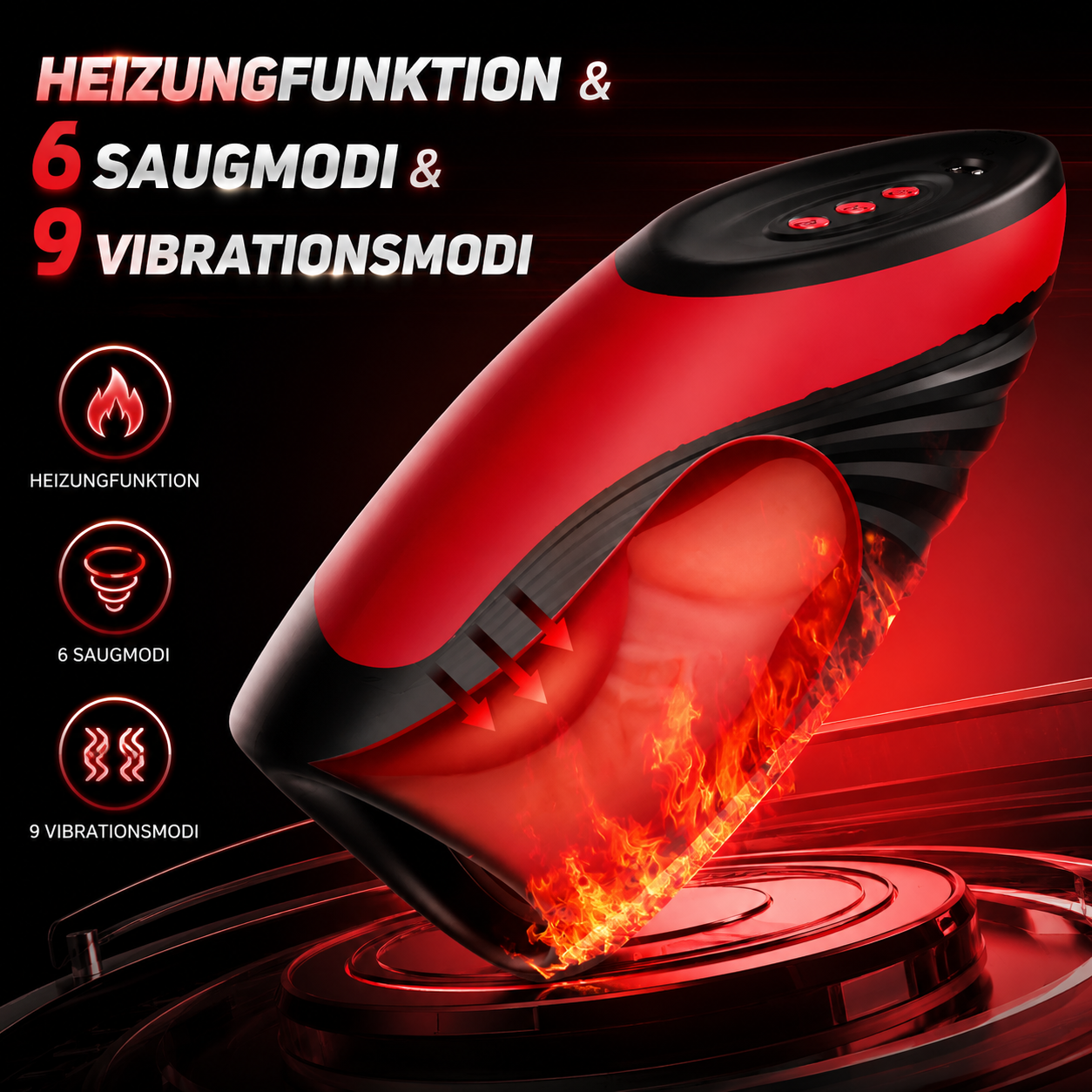 Elektrischer Penis Trainer Vibrator Stroker mit Heizungfunktion & 6 Saugmodi & 9 Vibrationsmodi