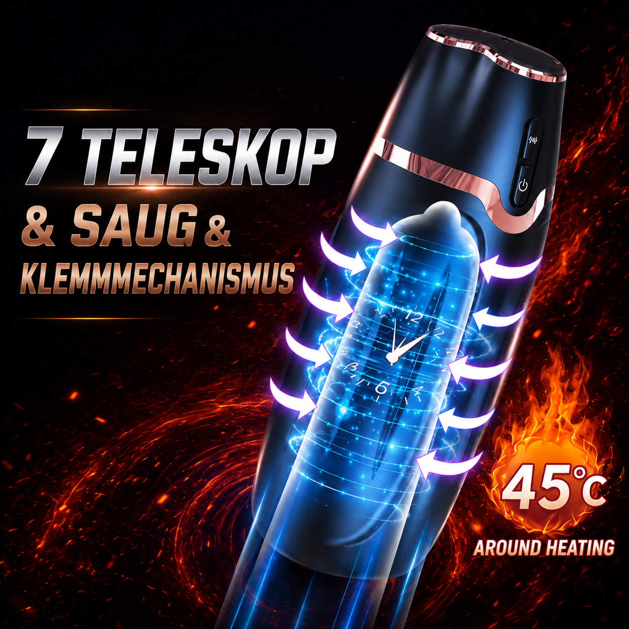 Automatisches Masturbationsgerät Penis Trainer mit Teleskop & Saug & Klemmmechanismus