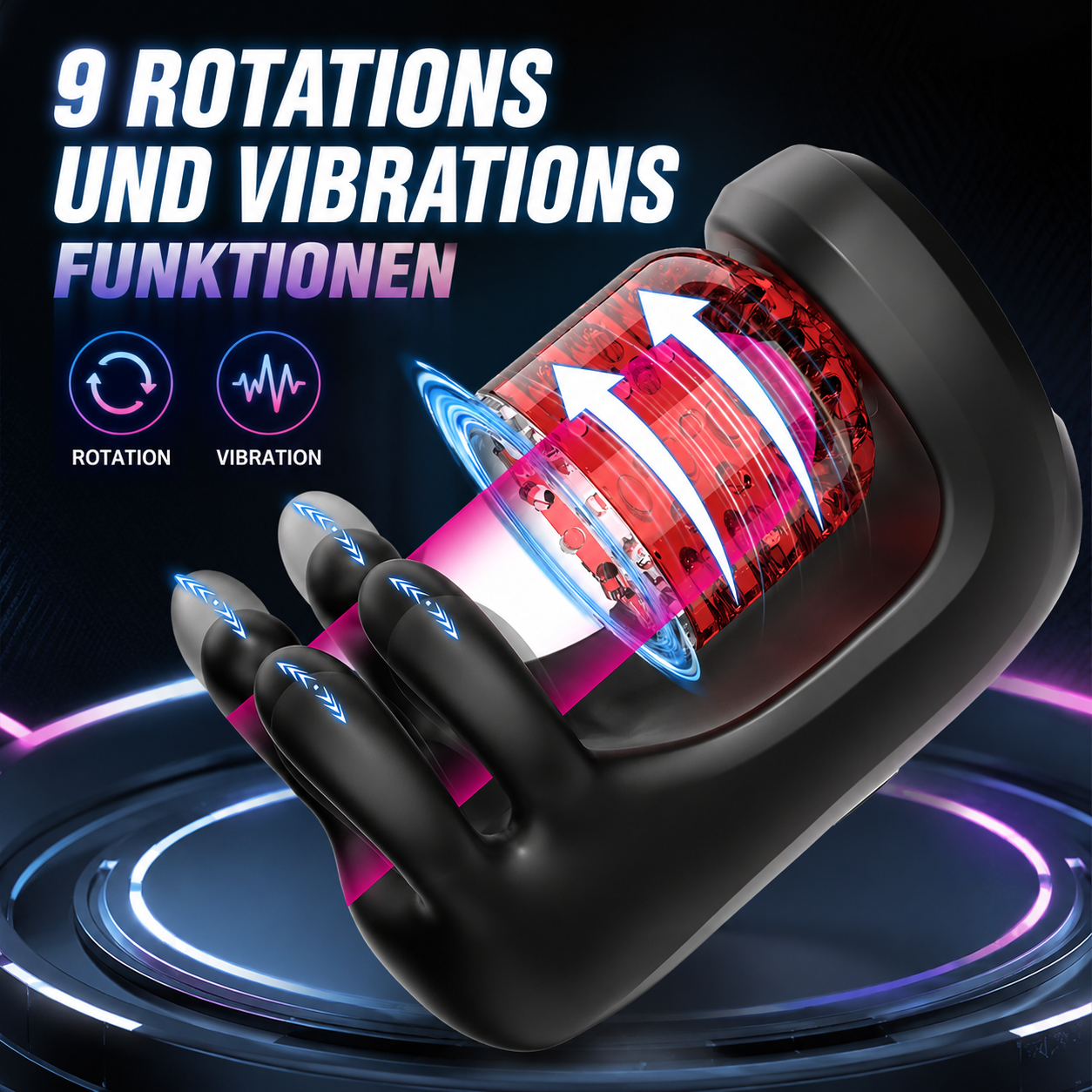 3 IN 1 Penistrainer Eichelvibrator Stroker Blowjob mit  9 Rotations und Vibrationsfunktionen