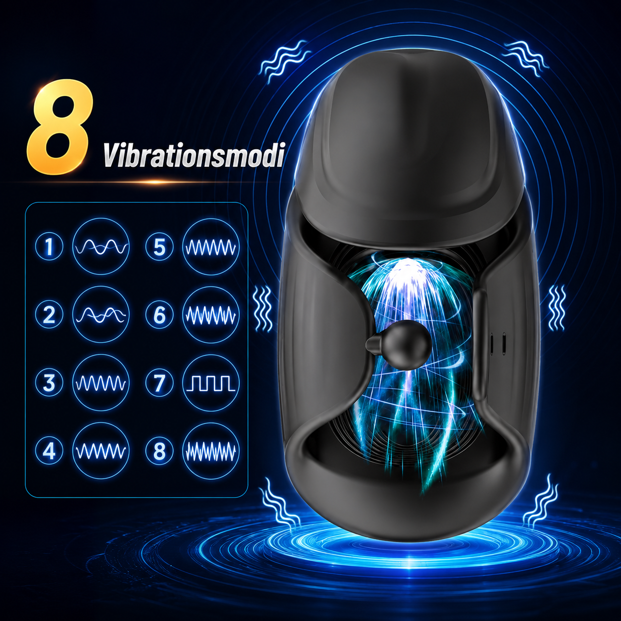 360° Umhüllung Automatische Penistrainer Eichelmassagegerät mit 10 Vibrationsmodi