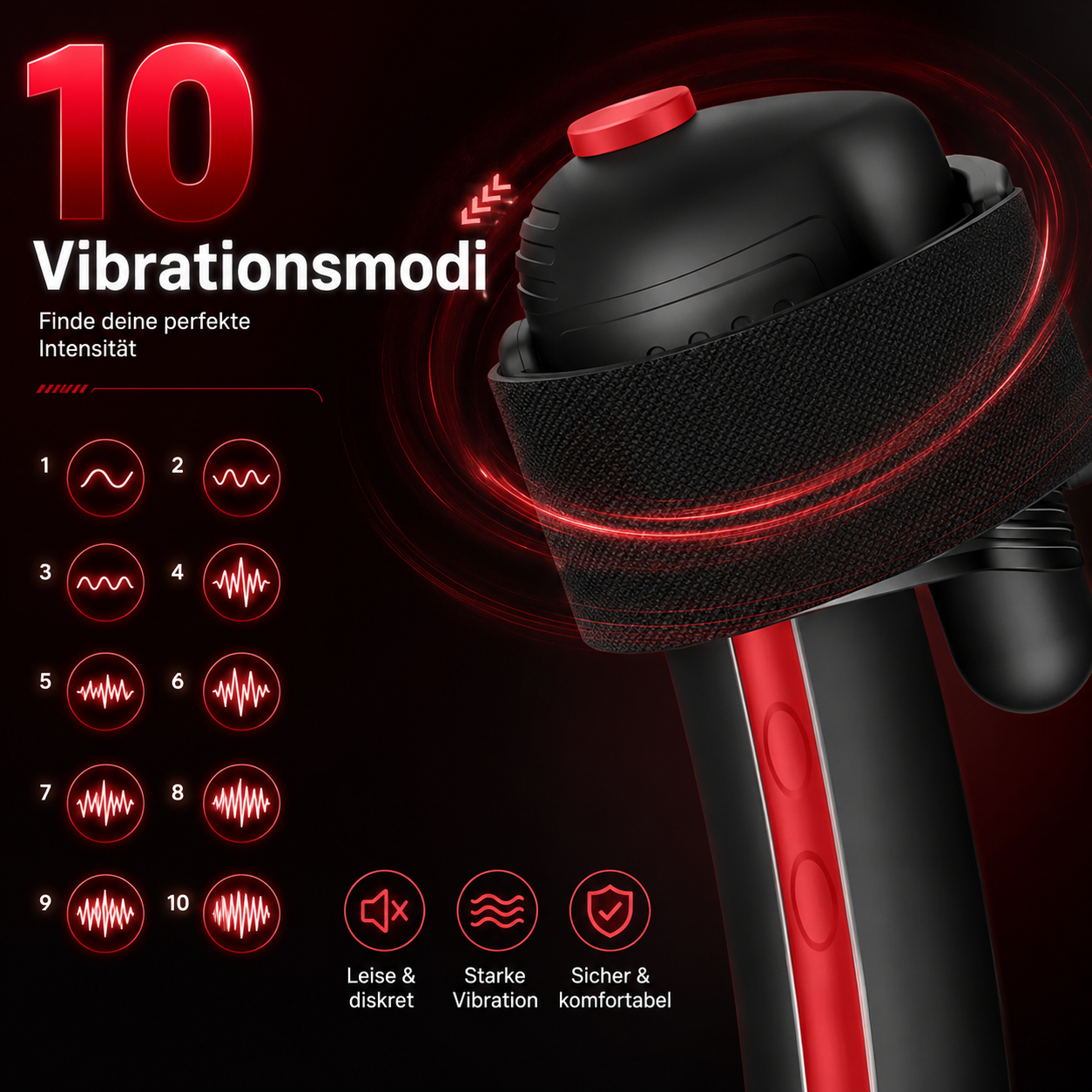 KI-gesteuerter Penis Vibrator Eicheltrainer Harnröhrenstimulator mit 10 Vibrationsmodi