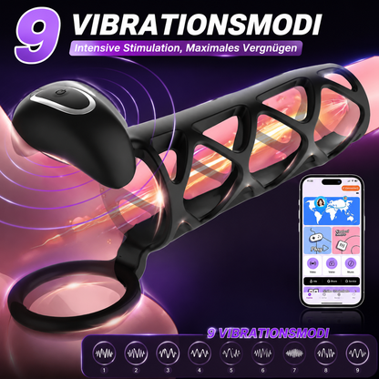 Innovativer Penisring Penishülle Klitorisstimulation mit 9 Vibrationsmodi