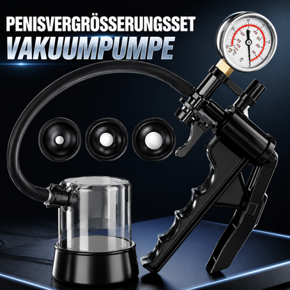 Penisvergrößerungsset Vakuumpumpe Eicheltrainer mit 3 Gummihülsen & Manometer