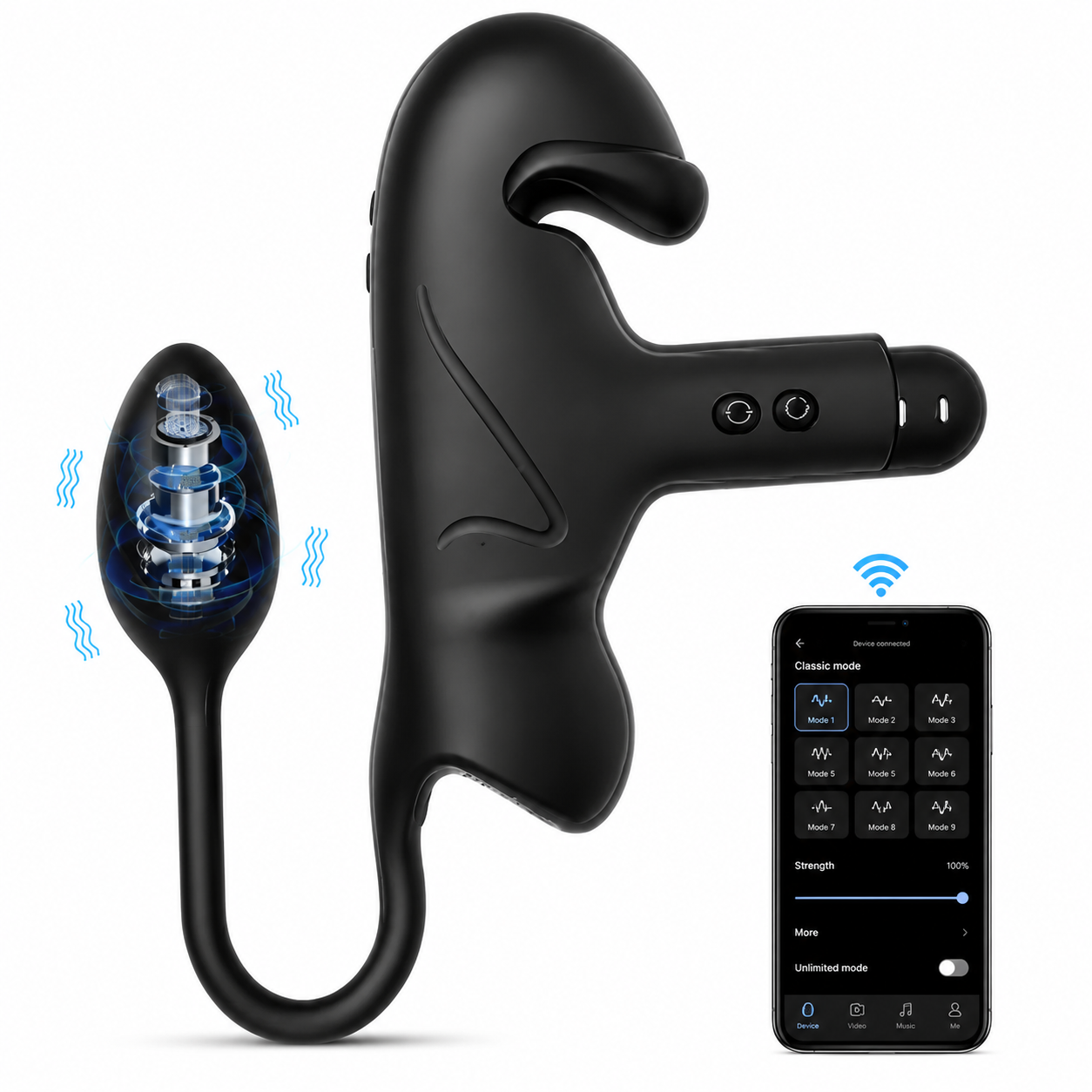 Penis Trainer Vibrator Stimulator Cockring Analplug mit 10 Stoss & Vibratonmodi
