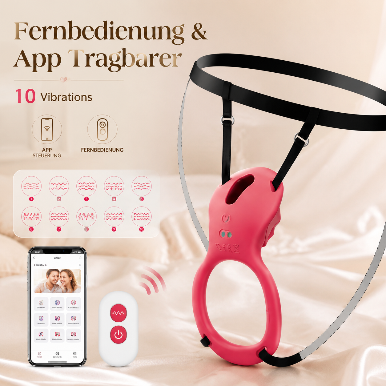 Fernbedienung & App Tragbarer Rose Vibrator Klitorisvibrator mit 10 Vibrations
