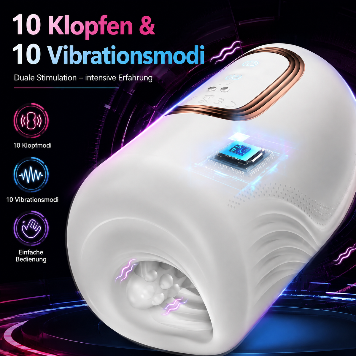 Automatische Masturbatoren Penis Stroker Blowjob mit 10 Klopfen & 10 Vibrationsmodi