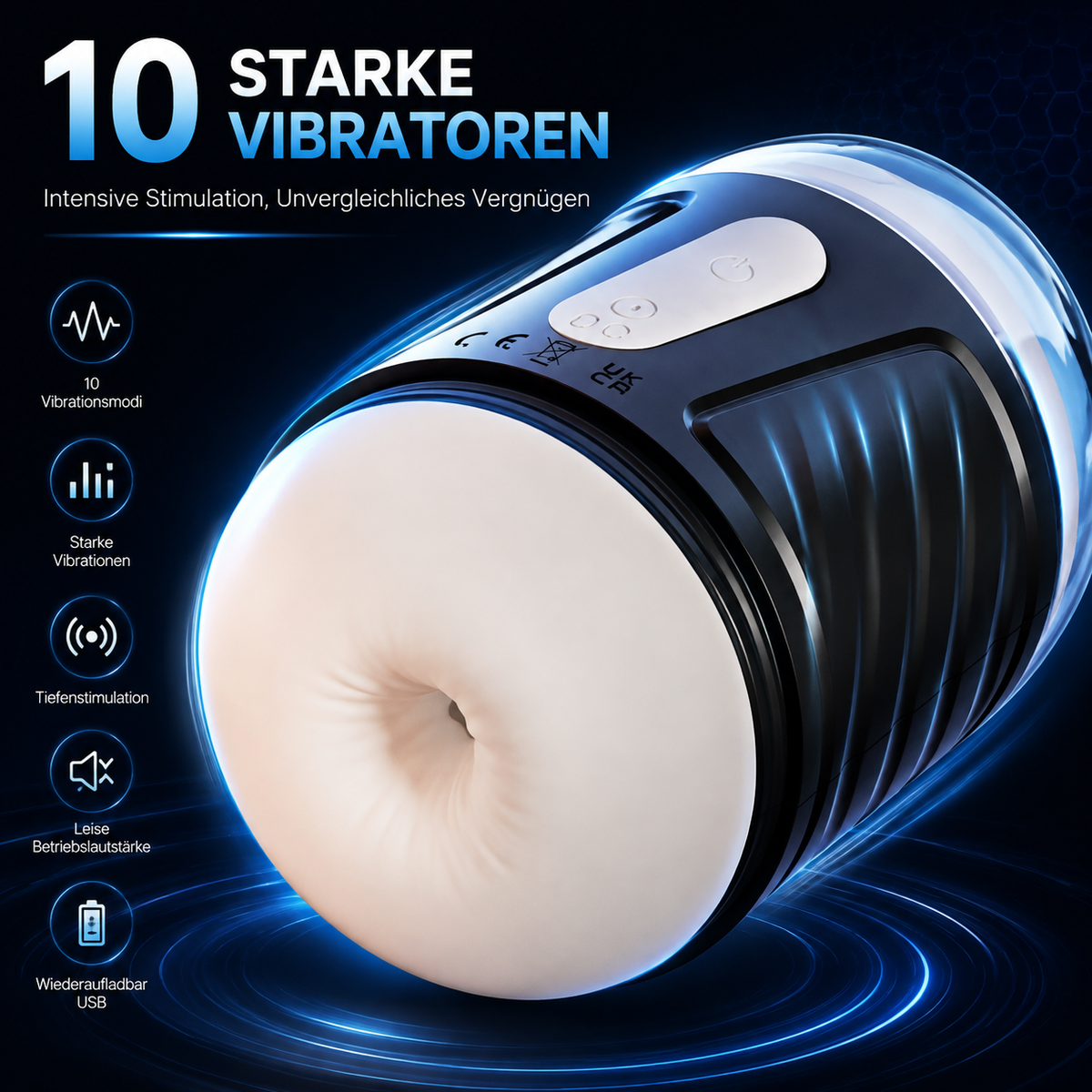 Elektrischer Penistrainer Masturbator Pocket Stroker mit 10 Starke Vibratoren