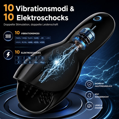 E-stim Penistrainer Eichel Vibrator Stimulator mit 10 Vibrationsmodi & 10 Elektroschocks