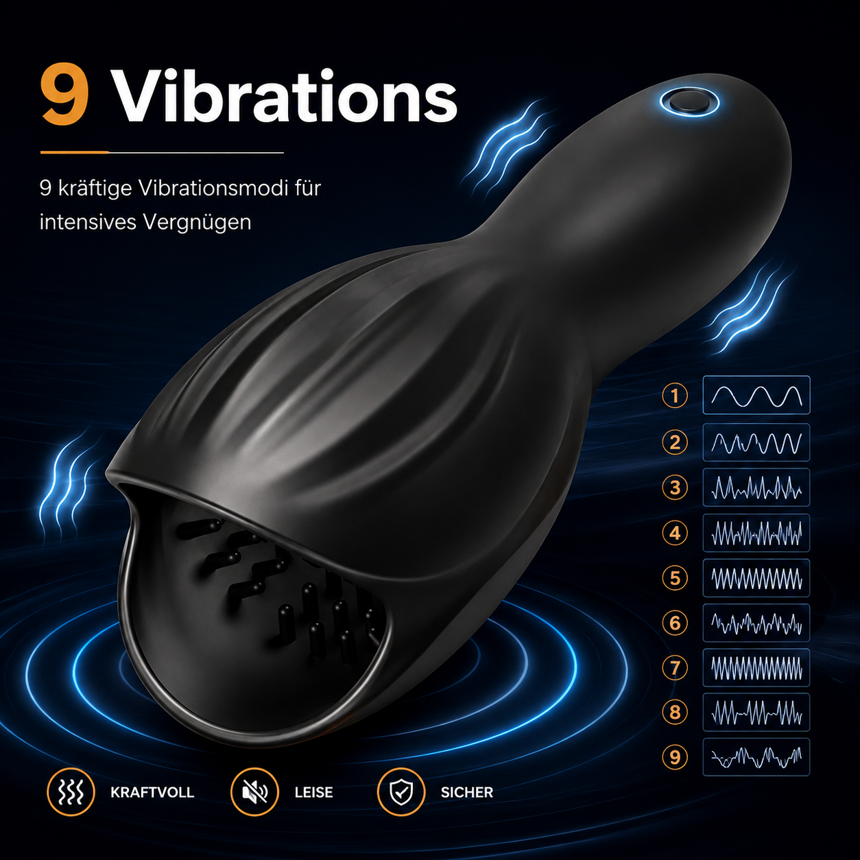 Automatische Penistrainer Vibrator Eichel Stimulator Massagegerät mit 9 Vibrations