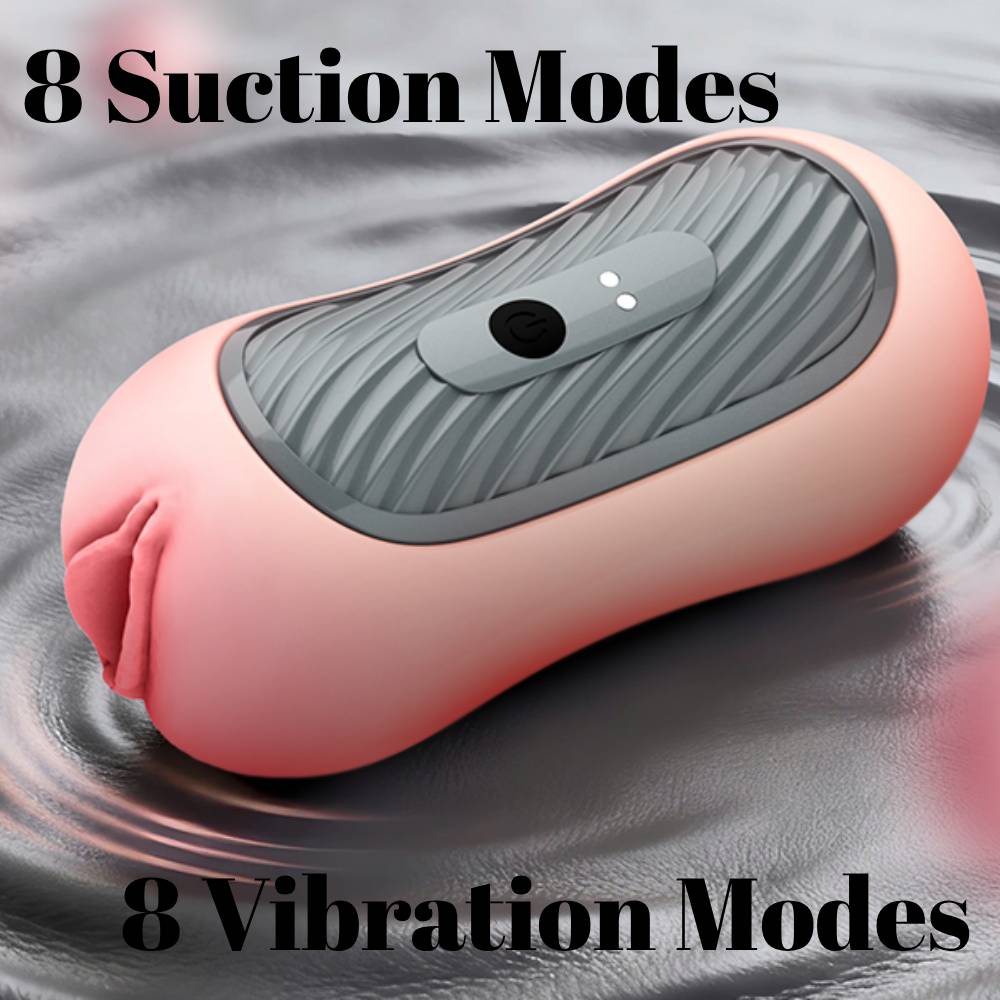 Zusammendrückbarer Taschenpussy Stroker Blowjob Masturbator mit 8 Vibrations & Saugmodi