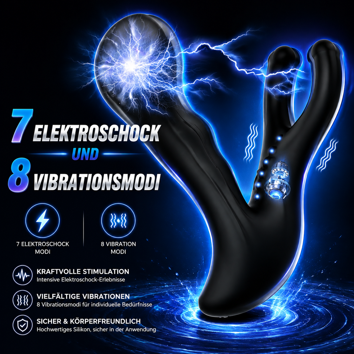 E-Stim Anal Prostata Vibrationsmassagegerät mit 7 Elektroschock und 8 Vibrationsmodi