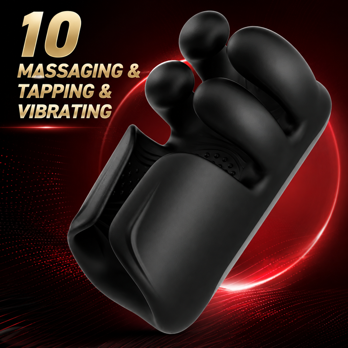 Elektrische Penistrainer Eichelvibrator mit 10 Finger Massage & Klopfen & Vibrieren