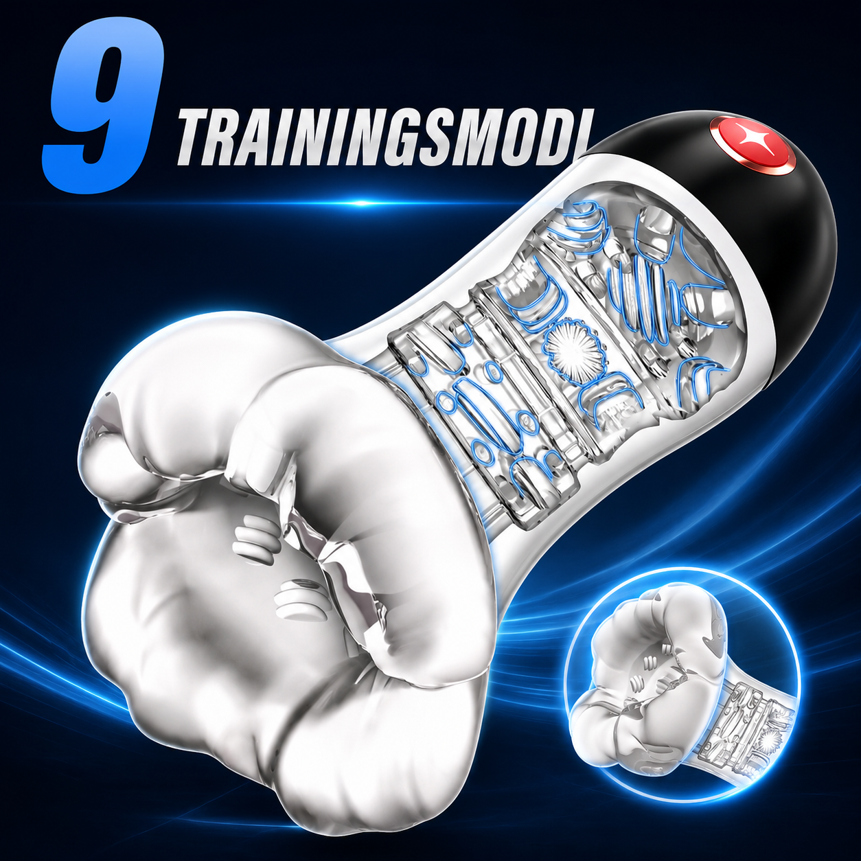Intelligente KI-Sync & Gaming-App Transparenter Penis Trainer Vibrator mit 9 Trainingsmodi