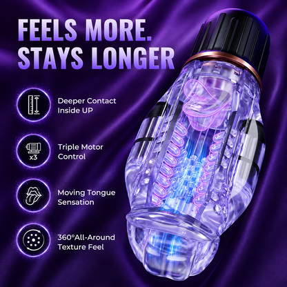 3 IN 1 Penistrainer Vibrator Masturbator mit 10 Vibrations & Leck & Heizmodi