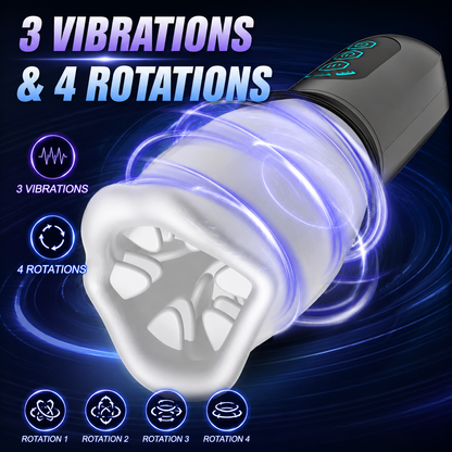 Elektrischer Masturbator Penis Stroker Blowjob mit 3 Vibrationsmodi & 4 Rotationsmodi