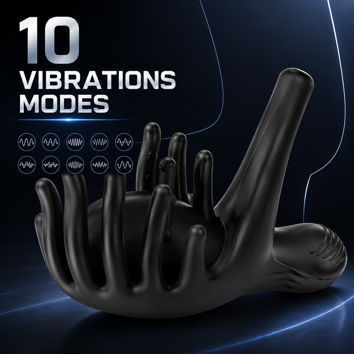 Tragbarer Hoden Dammmassagegerät Penistrainer Vibrator Cockring mit 10 Vibrationsmodi