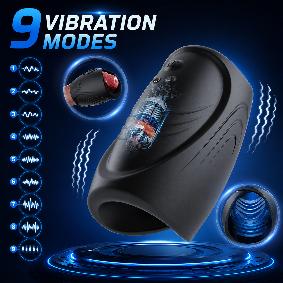 Elektrische Penis Trainer Vibrator Masturbator mit 10 Vibrationsmodi & 40 ℃ Heizung