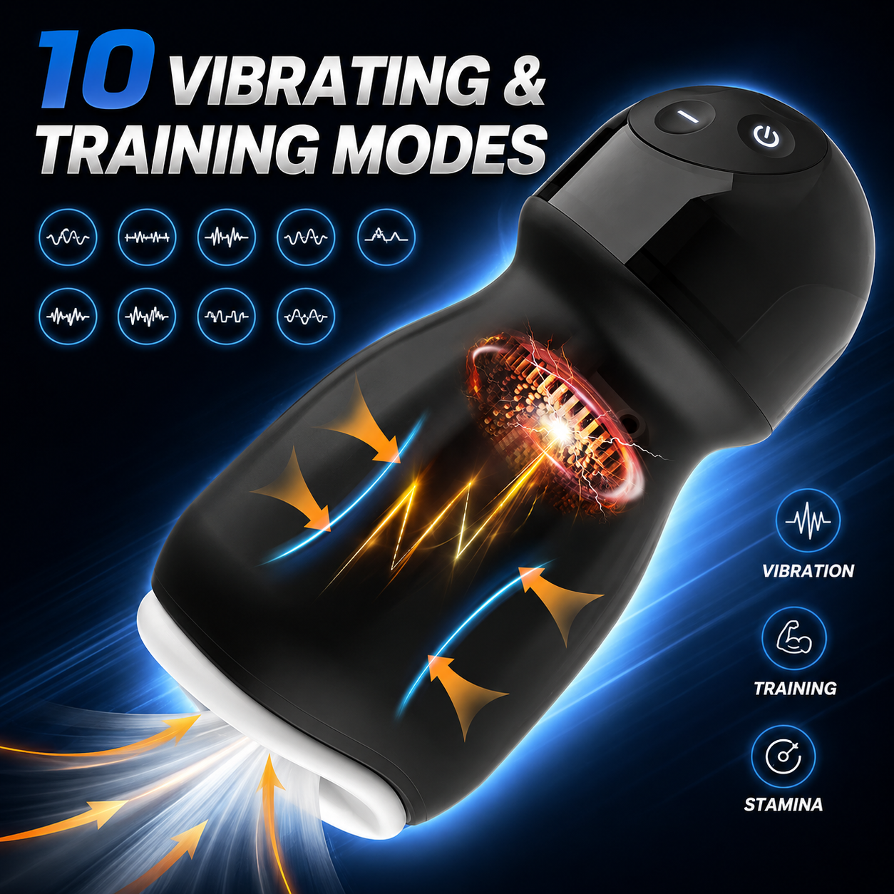 360° Vollumhüllungs Penistrainer Vibrator Masturbator mit 10 Vibrations und Trainingsmodi
