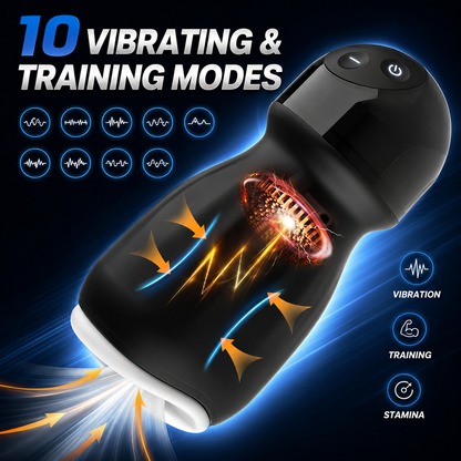 360° Vollumhüllungs Penistrainer Vibrator Masturbator mit 10 Vibrations und Trainingsmodi