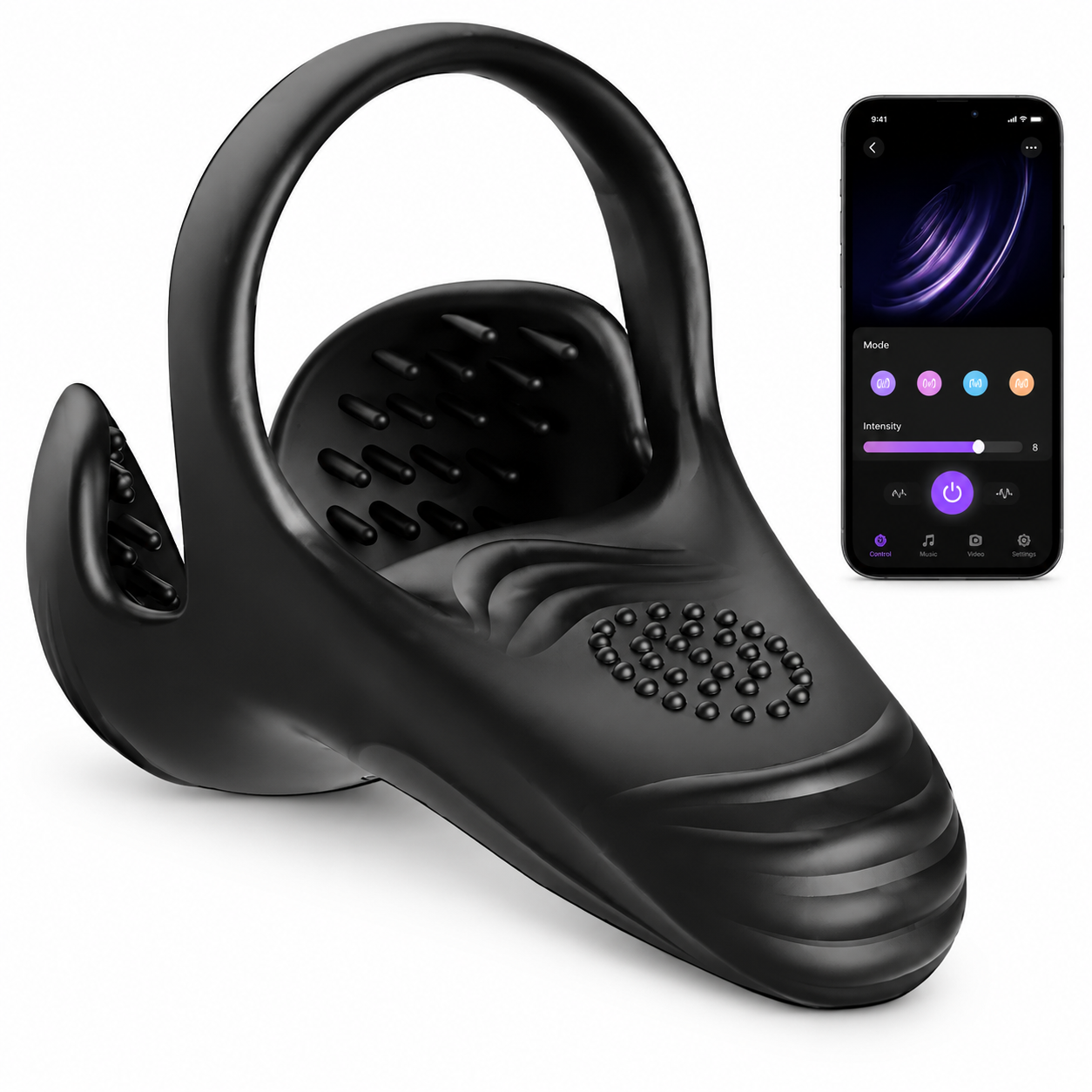 Cockringvibrators met testikelvibratie met 10 vibratiestanden 