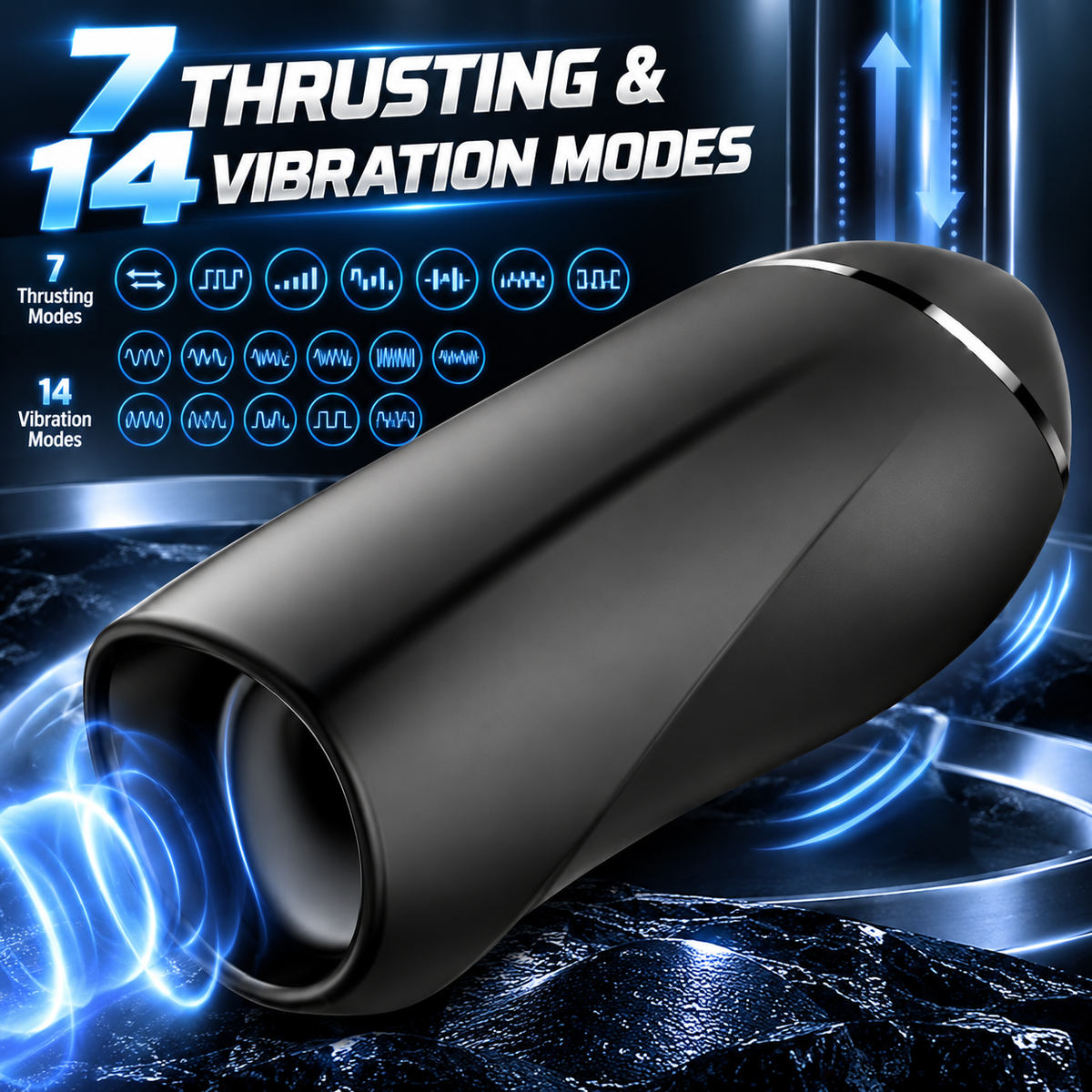 Elektrische Oral Penis Trainer Vibrator Masturbator mit 7 Stoßenmodi & 14 Vibrationsmodi