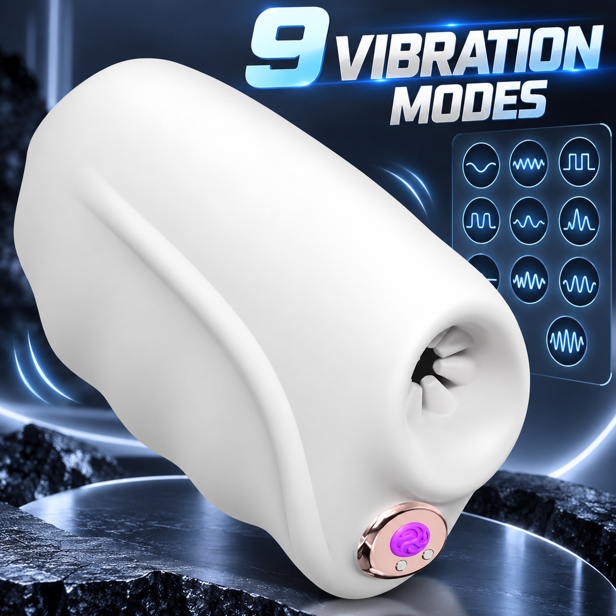 Elektrischer Masturbator mit 9 Vibrationsmodi + integriertes 3D-konkaves Texturdesign