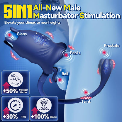 Penis Trainer Vibrator Cockring mit 10 Vibrationsmodi & Abnehmbarem Analplug