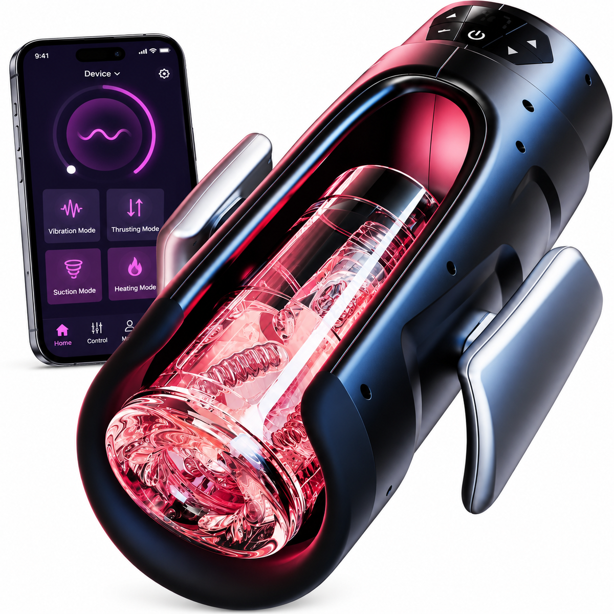 Doppelgriff  Elektrischer Masturbator Penis Vibrator Trainer mit 7 Teleskopfunktion
