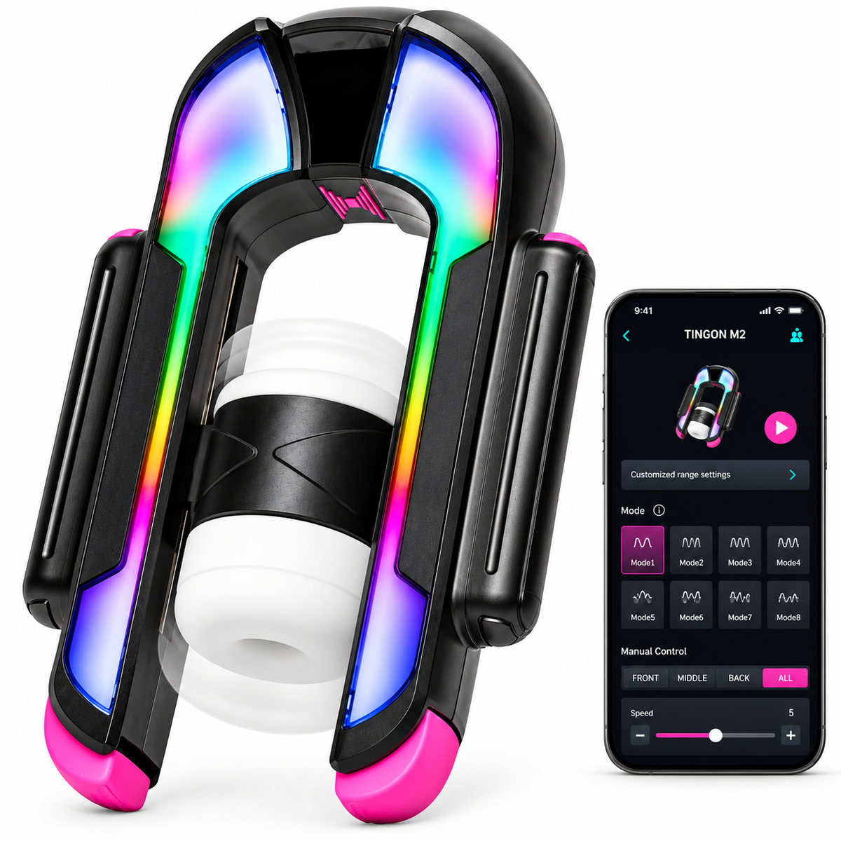 RGB-Beleuchtung Automatische Masturbationsmaschine mit 4 Hub-Modi & 4 Geschwindigkeitsstufen