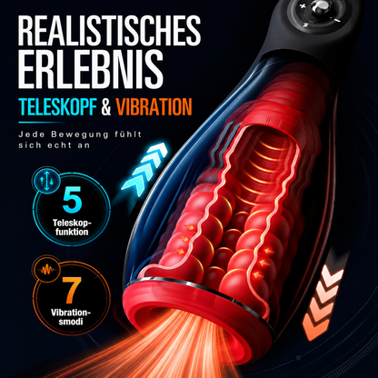 Elektrische Masturbator Penis Trainer Stroker Blowjob mit 5 Stoßmodi & 7 Vibrationen & Heizfunktion