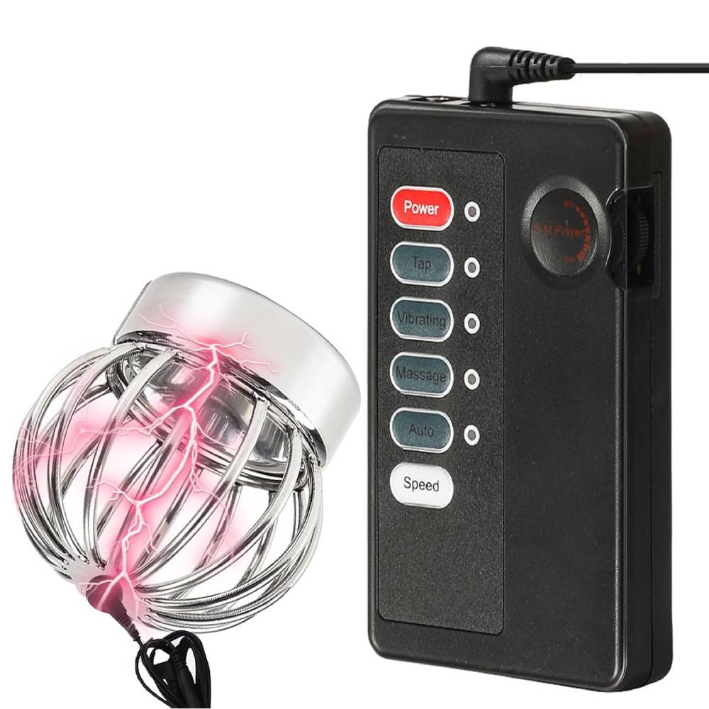 Elektro Stimulations Keuschheitskäfig Hoden-Vibrator mit 4 Intensitätsregelung Modi
