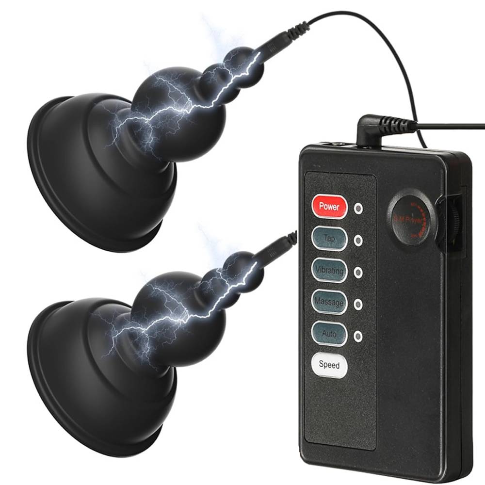 Elektro Shock Nippelsauger Brustwarzenklemmen mit 8 Elektrosex Modi