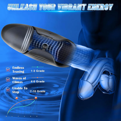 360° Umhüllung Automatische Penistrainer Eichelmassagegerät mit 10 Vibrationsmodi